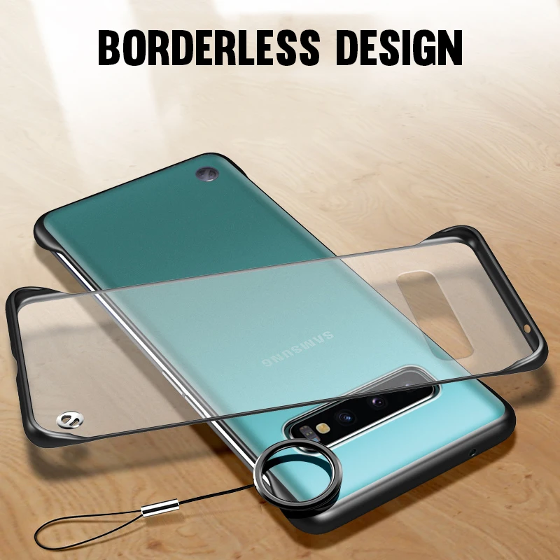 

Frameless Transparent Matte Hard Case For Samsung Galaxy A2 Core A80 A70 A60 A50 A40 A30 M40 S10e S10 Plus With Finger Ring Case