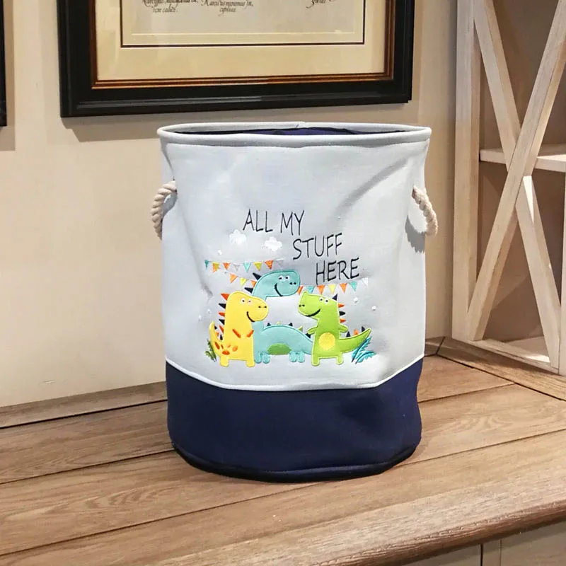 

Multifunction Waterproof Large Capacity Cartoon Dinosaur Print Canvas Dirty Laundry Basket Sundries Storage Barrels