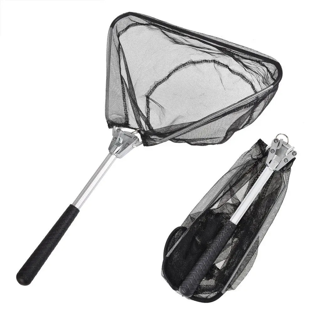 

Folding Aluminum Alloy Fishing Landing Net Fishing Net Foldable Collapsible Telescopic Pole Handle Durable Mesh Coated Net