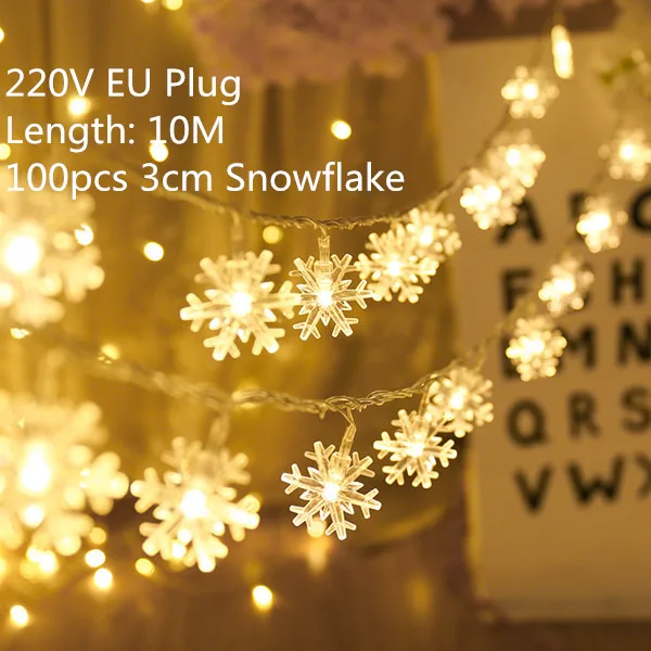 10x100 snow warm 220V Led занавес декоративные рождественские огни для дома год Рождественский подарок елочные украшения Navidad Декор Рождество - Цвет: 10x100 snow warm