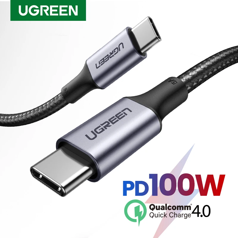 Ugreen 100 Вт 5А usb type c к кабель PD зарядное устройство для macbook Samsung huawei xiaomi ноутбук