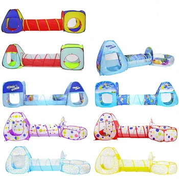 

Outdoor палатка Color Matching Combined Children's 3 In 1 Space Yurt Portable Foldable Indoor Game House Toy игрушки Baby Tent