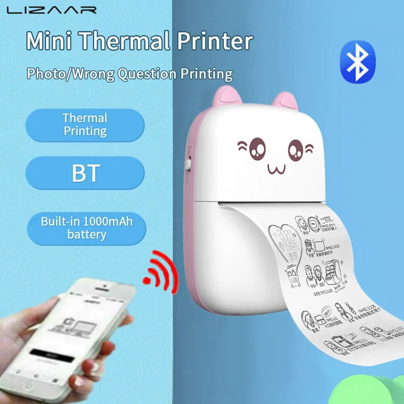 SDLAJOLLA Mini Printer Mini Portable Thermal Bluetooth Printer Handheld Pocket Photo Printer for Mobile Android iOS Phone