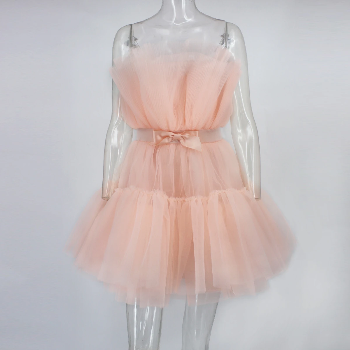 PFFLOOK, летнее шифоновое бальное платье, платье для женщин,, туника, бант, бальное платье, мини, элегантное, с открытыми плечами, вечерние, женское платье - Цвет: Orange pink