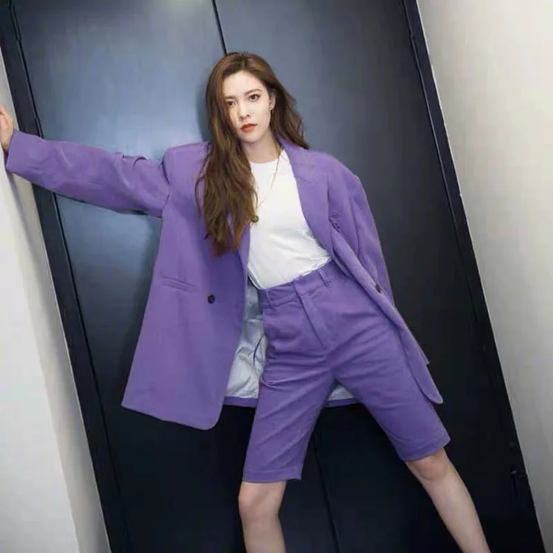 

Women Two Piece Outfits Oversized Korean Long Blazer Coat+Button Midi Pencil Shorts Suit 2019 Autumn Corduroy 2 Piece Set