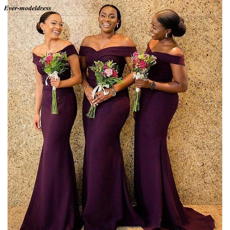 

Vestido longo 2019 South African Grape Bridesmaid Dresses Mermaid Formal Wedding Party Guest Maid of Honor Gown Plus Size