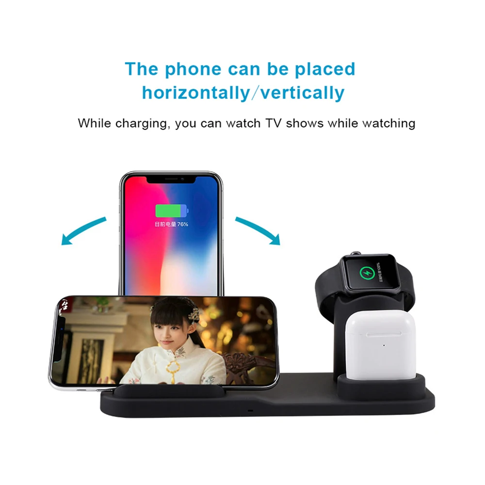 Новое беспроводное зарядное устройство 10 Вт Qi для IPhone X/XR/Xs MAX/8/8 Plus/X/7/7 Plus/6/6s Plus 3 в 1 быстрое зарядное устройство Быстрая зарядка F