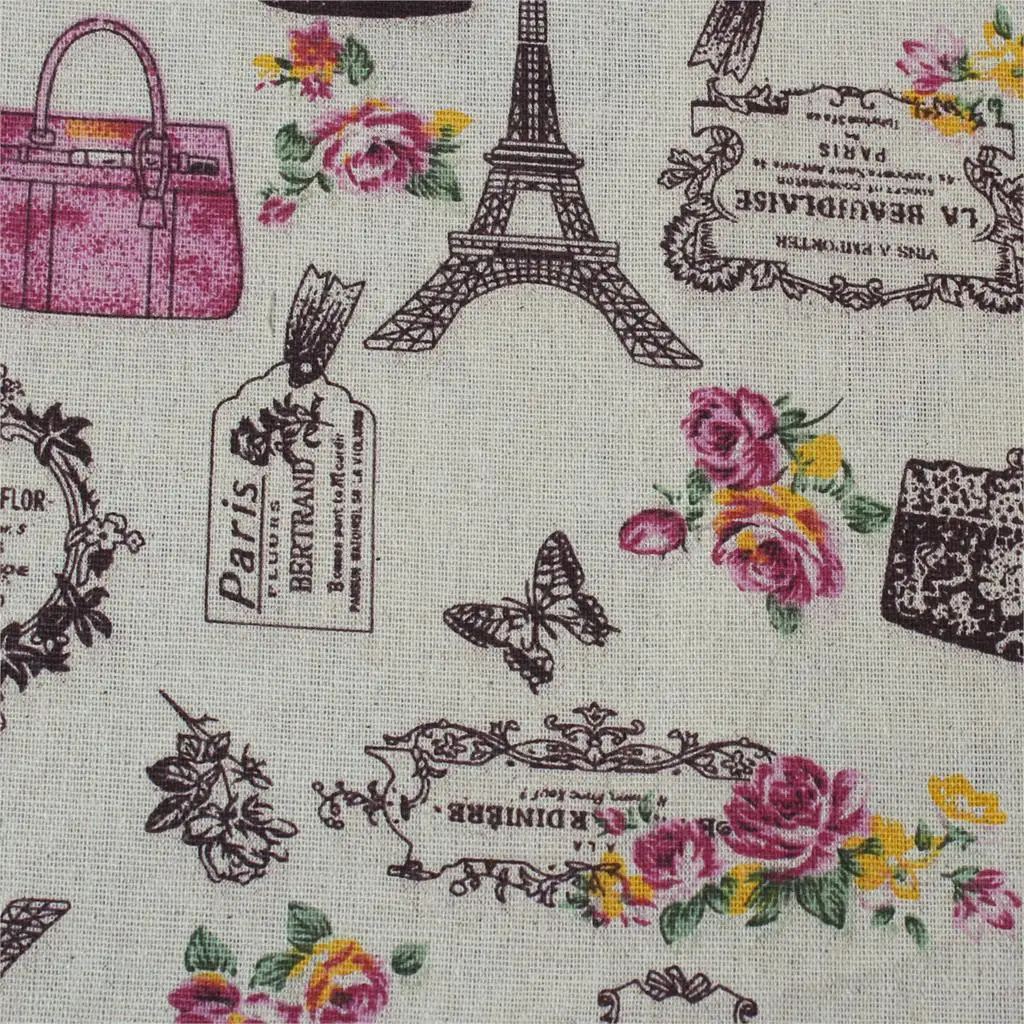 

Flower Printing Fabric Natural Cotton Linen Cloth DIY Home Textiles Craft Quilting Patchwork Sewing Fabric 150cm x100cm