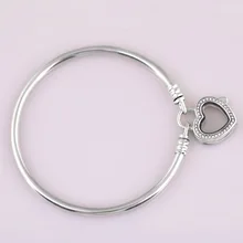 925 пробы серебряный браслет, Любовный сердечный медальон, браслет-цепочка в виде змеи, женский браслет с бусинами, очаровательные ювелирные изделия Diy