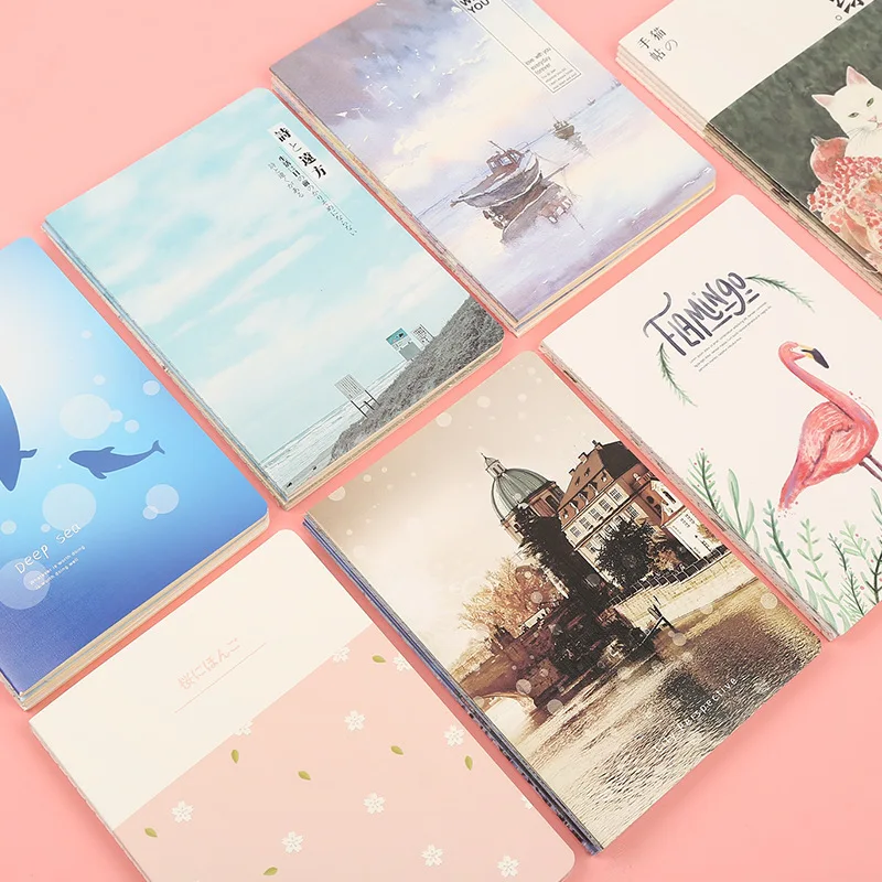 

Sandro cartoon flamingo flower cat blue whale notepad diary book 30 pages horizontal line book