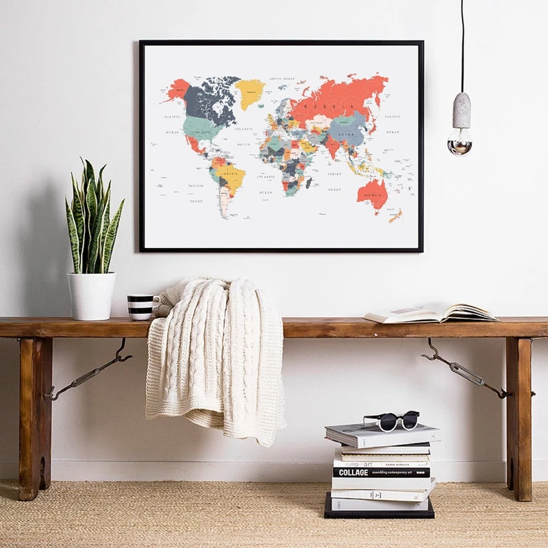 World map Poster Happy Colors Home Decor