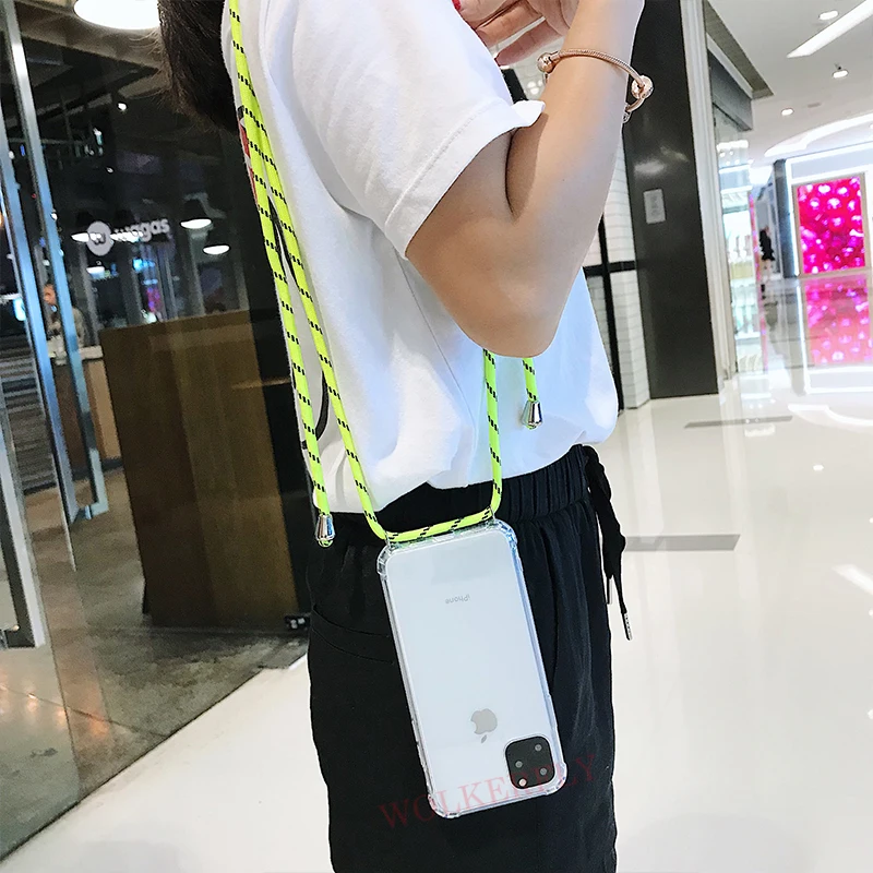 Для iPhone 11 Pro X XR XS Max 6 6S 7 8 Plus чехол через плечо ремень чехол для телефона с ожерелье-шнурок с кулоном наплечный шейный ремень Чехол