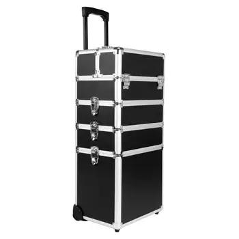 

Yonntech 5 Colors 5 in 1 Cosmetic Big Capacity Makeup Hairdressing Nail Beauty Case black Vanity Trolley