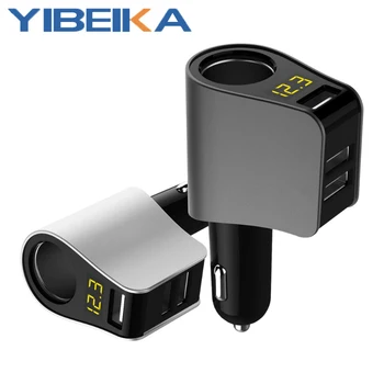 

YIBEIKA car cigarette lighter plug splitter power plug 3 USB fast car charger 12V-24V for mobile phone GPS Ipod Pad, etc.