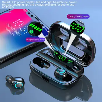 

TWS Bluetooth Headset 5.0 Wireless Dual In-Ear Earphone Digital Display Stereo Sports Waterproof Earphones Noise Reduction