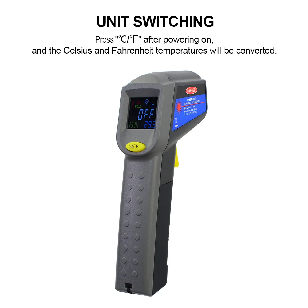 All-sun EM521C Бесконтактный цветной инфракрасный термометр Лазерный излучатель-38~ 520 градусов цифровое измерение 968 градусов по Фаренгейту