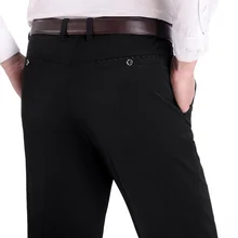 Дизайн, осенние мужские повседневные штаны, толстые свободные мужские штаны с высокой талией, прямые брюки, деловые модные штаны для мужчин размера плюс 29-40