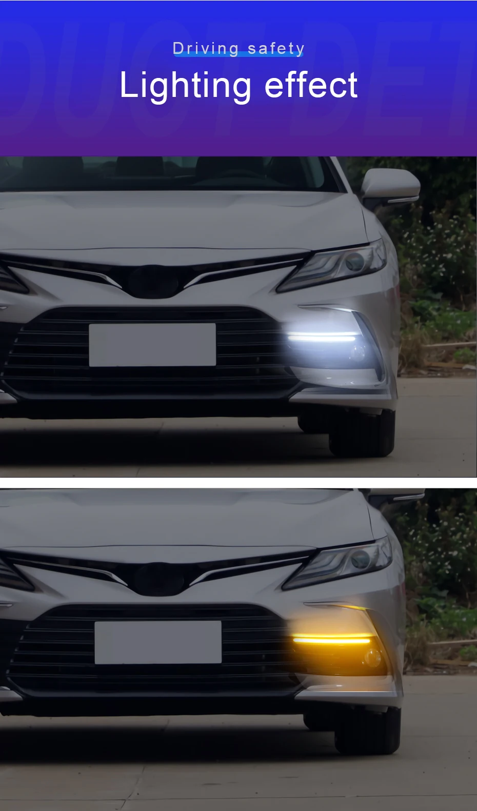 2Pcs Led Car Daytime Running Lights Drl Waterproof Headlight Turn Singal Yellow Light Streamer Auto Decorative Lamp Strip 12V