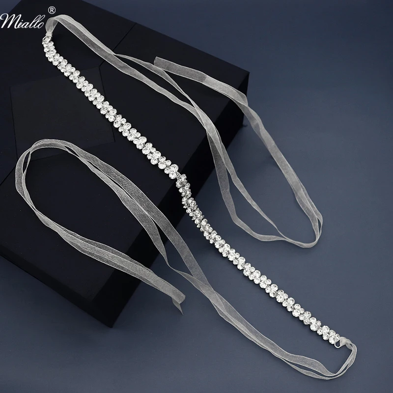 Miallo Bridal Wedding Accessories Rhinestone Belt for Women Fashion Prom Dress Belts Crystal Ivory White Strass Bride Sash Gifts