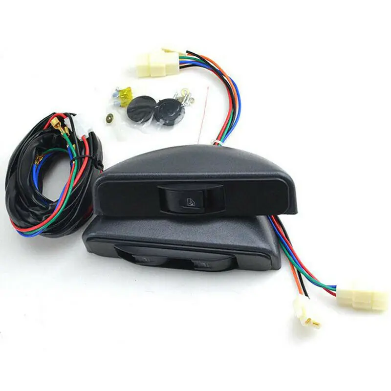 

12V Universal Crescent Style Power Window switches with Holder and wire Harness