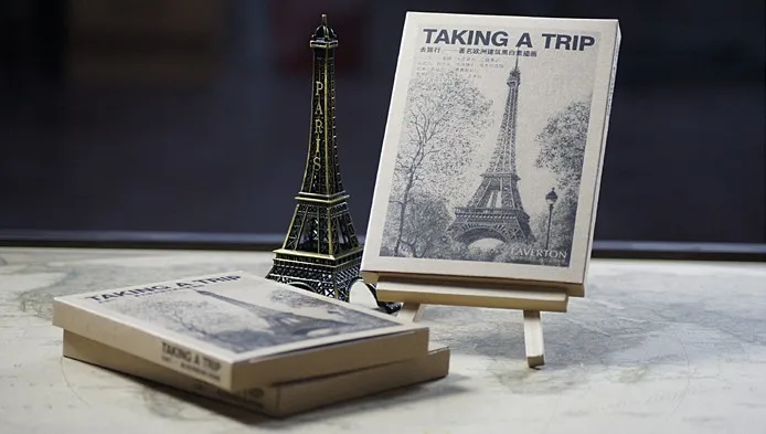 Срочная открытки иллюстрации "go Traveling-Европа черно-белый эскиз архитектура" крафт Postcards28card в коробке