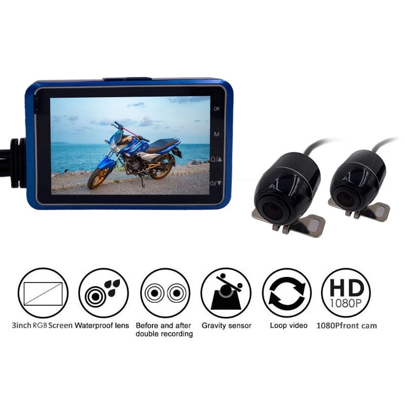 1080P HD 3 INCH Dual Camera Motorcycle DVR Dash Cam Driving Recorder G-Sensor | Автомобили и мотоциклы