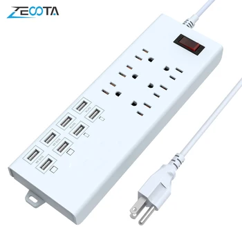 

Power Strip USB Outlets Travel Adapter 1625W/10A Surge Protector 6 AC US Plug Socket with 8Ports 5ft Extension Cord