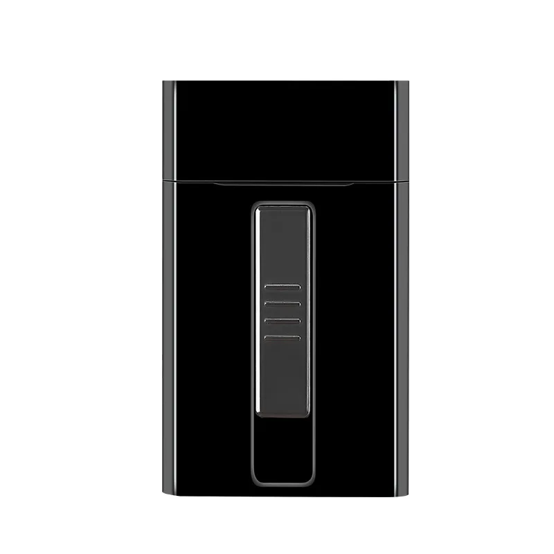 Hot XD-Aluminum Alloy Man Thin Cigarette Case Box With Lighter Usb Charge Cigarette Lighter