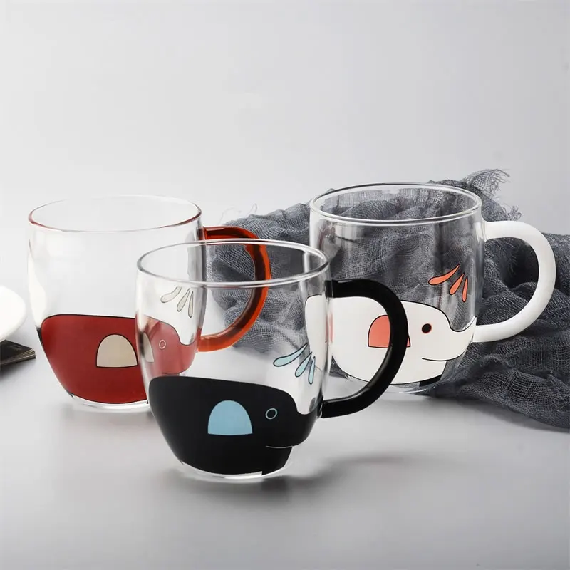 340 мл креативная стеклянная кружка в виде слона милая мультяшная для кофе молока