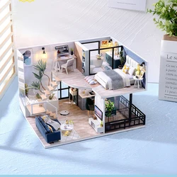 Maison de poupée Miniature en bois 3D, modèle fait à la main, Loft à Double étage, maison de princesse pour fille, jouet, 2022 