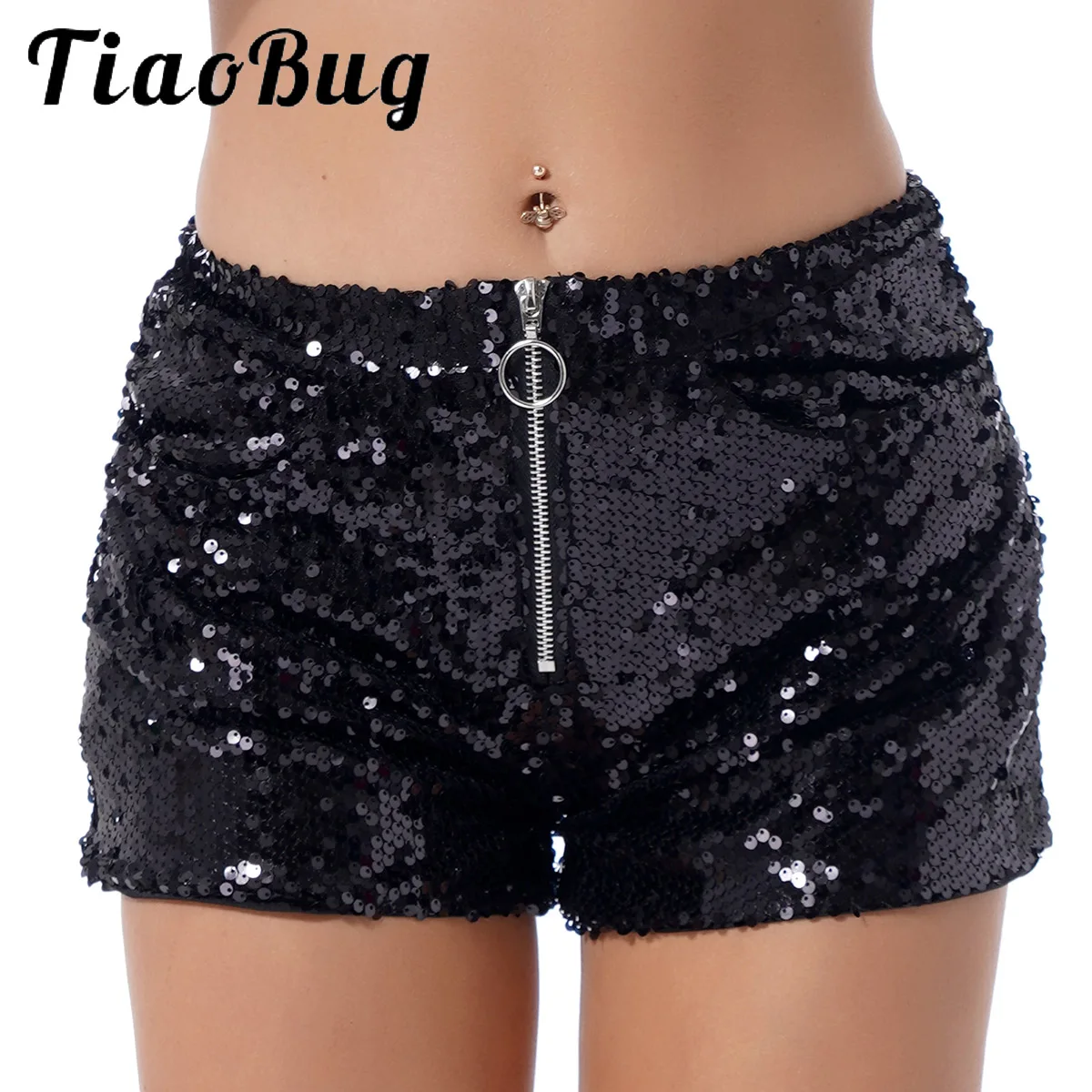 Women Shiny Sequin Shorts Sexy Clubwear Jazz Pole Dance Performance
