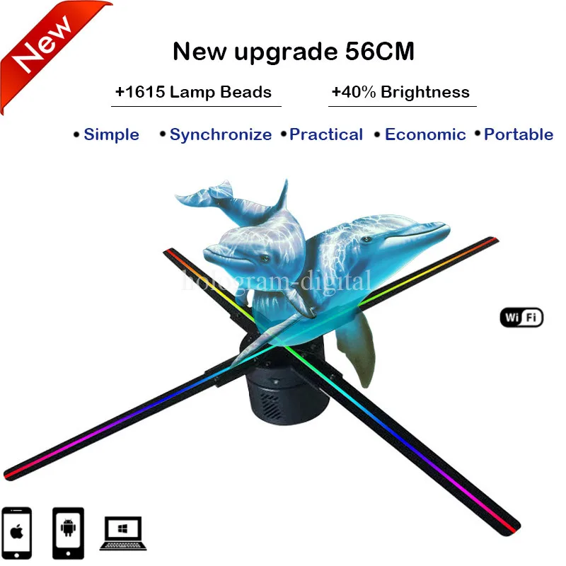 

56 см wifi /pc 3d вентилятор голограмма рекламный проектор дисплей голограмма вентилятор лампа 3d дисплей рекламный логотип светильник украшение