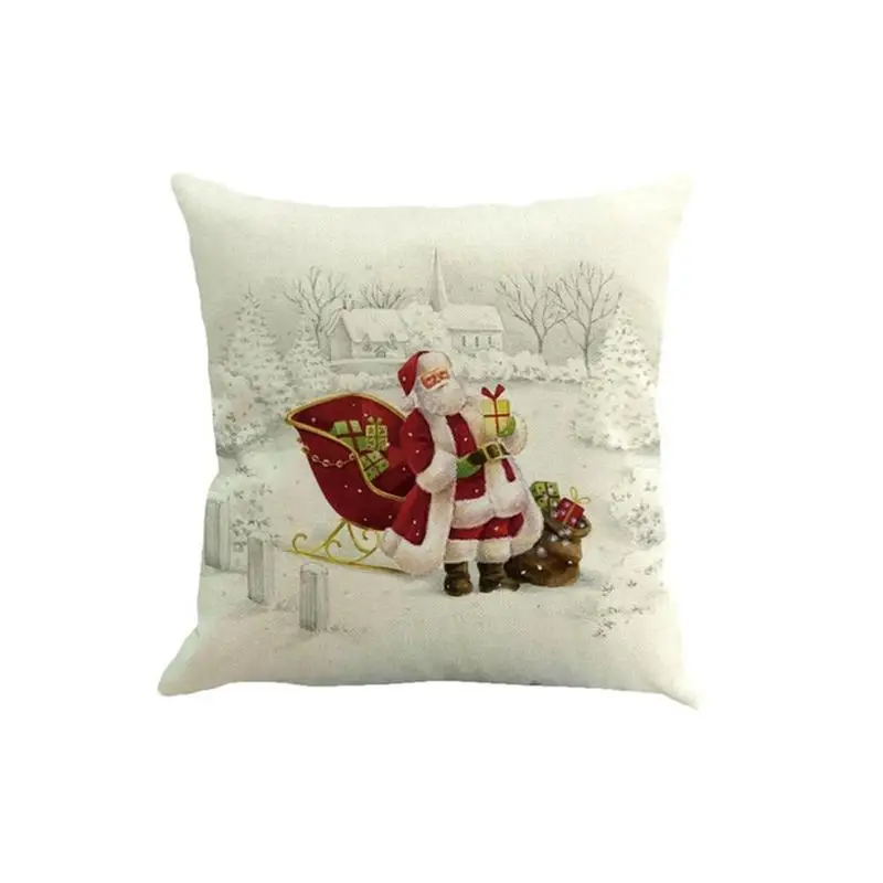 45*45cm Santa Claus Xmas Tree Throw Pillow Cover Christmas Red Car Pillowcases Sofa Bed Decorative