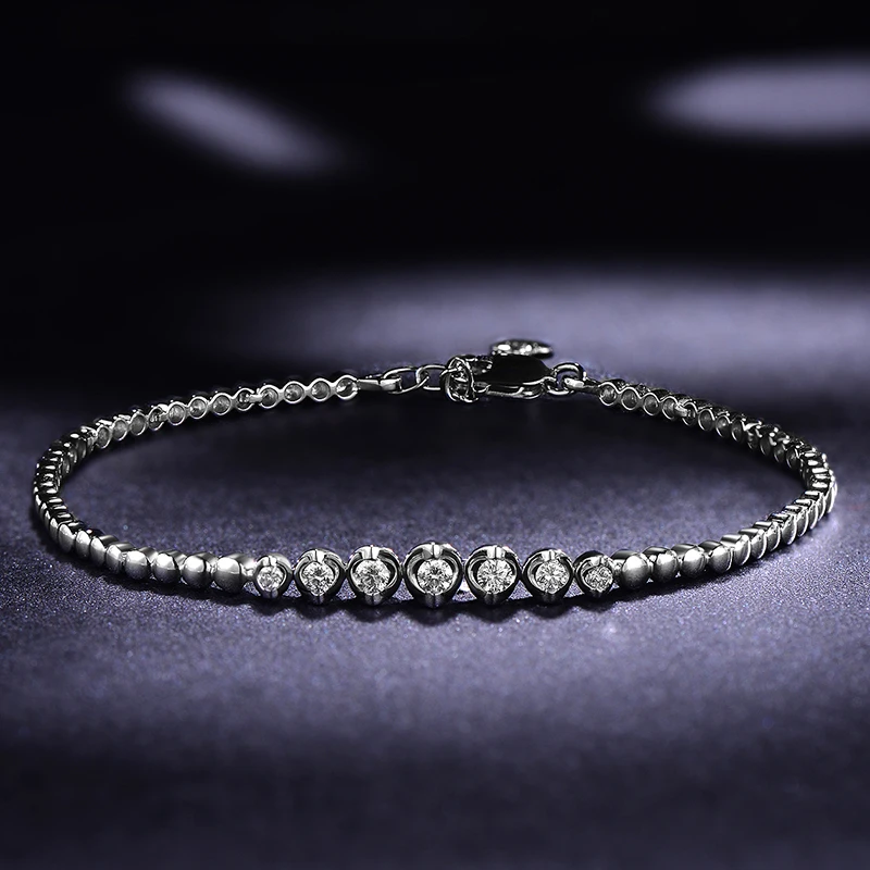 18K Белый Золотой браслет с бриллиантами 0,05+ 0.18ct натуральный самоцвет ювелирный изделия ручной работы свадебные украшения для женщин