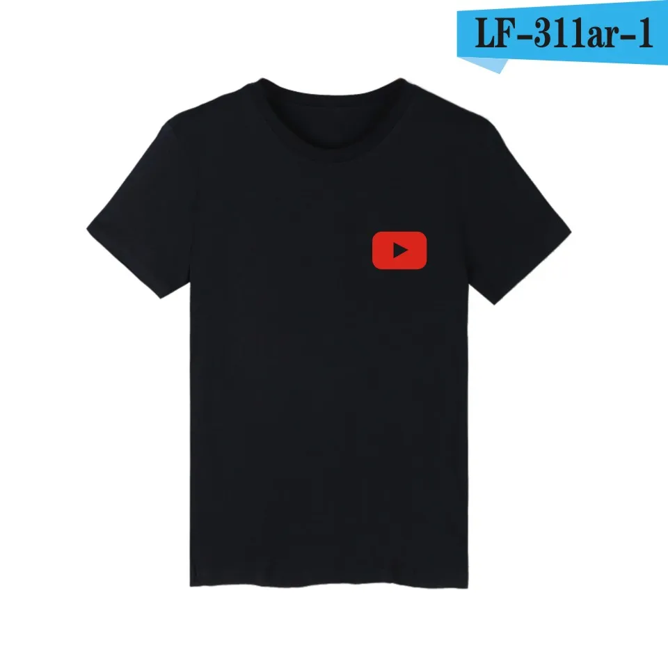 black shirt Забавная футболка с логотипом Youtube, хлопковая Футболка с черно-белым принтом, Мужская/женская футболка, футболка, Топы, Youtube, простая Рабочая одежда - Цвет: black shirt
