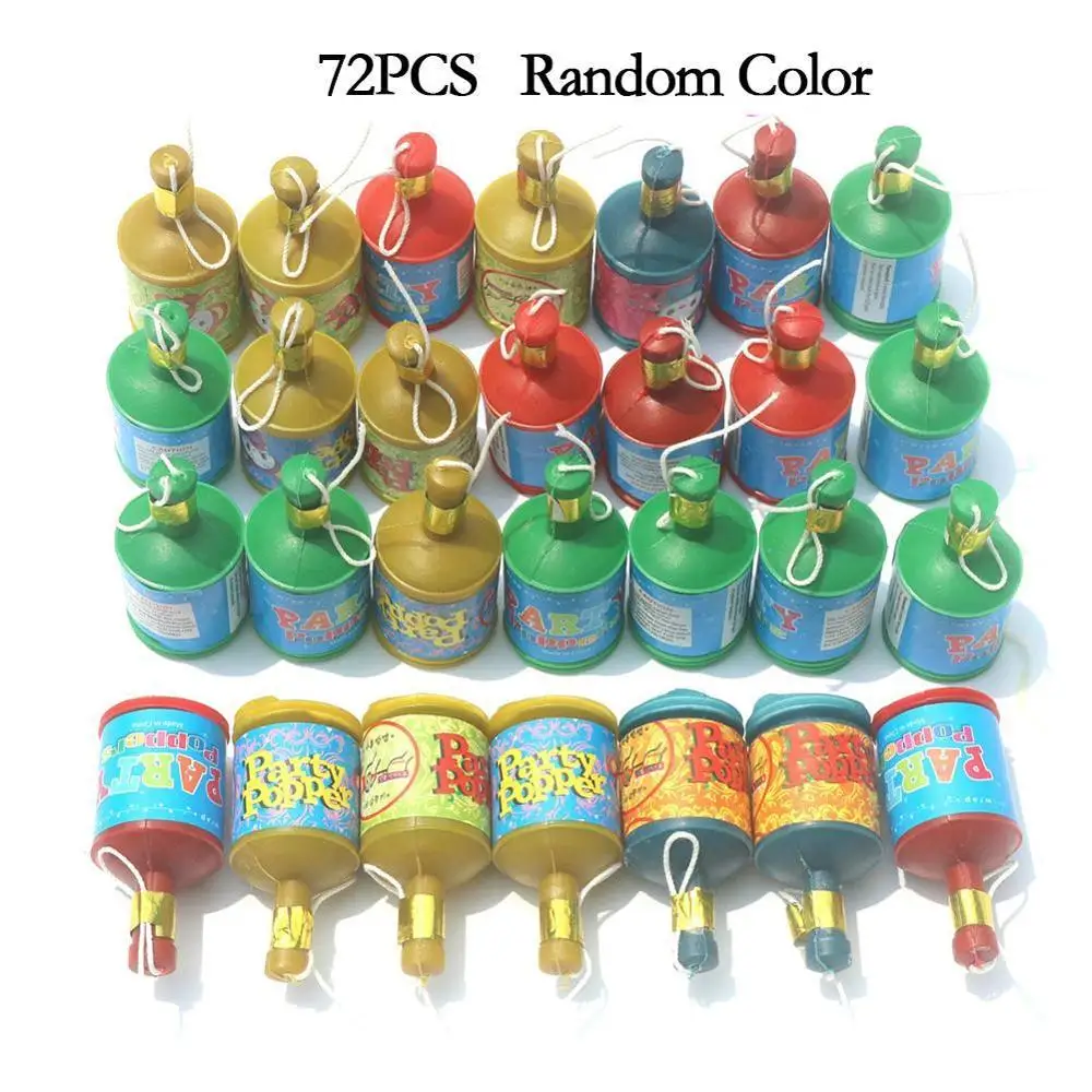 72Pcs Assorted Colourful Party Poppers Celebration New Year Wedding Birthday Party Champagne Shape Small Pull Bottle