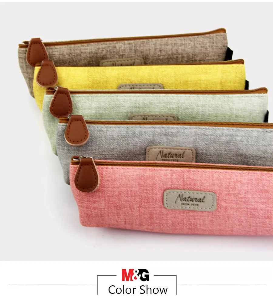 M&G kawaii canvas pencil case for school sutdent supplies stationery office colorful cartoon pencil bag for girls gift wholesale