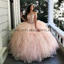 Коралловое бальное платье со стразами Бальные платья с открытыми плечами оборками Tullle пушистое платье для выпускного вечера милые 16 вечерние платья