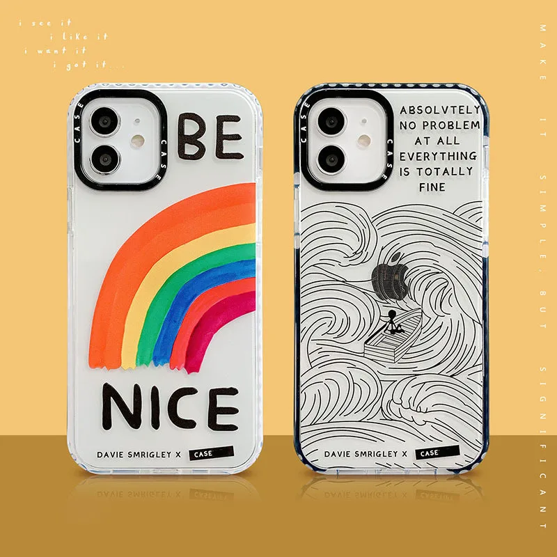 Rainbow Art Line Ship Letter Silicone Case For iPhone 2