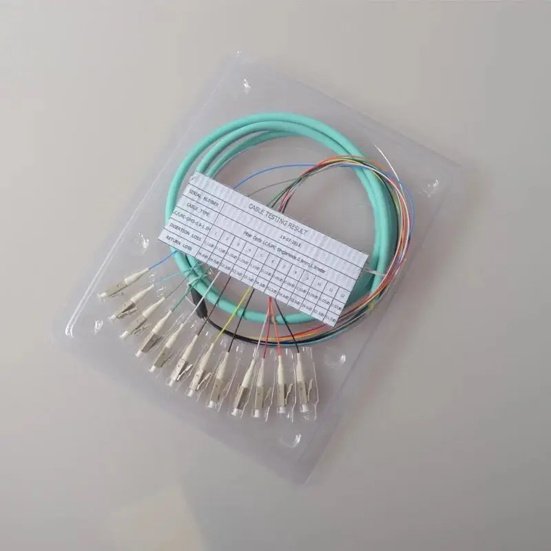LC OM3 12 ядро Fanout волоконно-оптическая косичка многомодовая 12 цветных 1,5 м волоконно-оптическая косичка, 12 ядро LC/UPC пучковая косичка