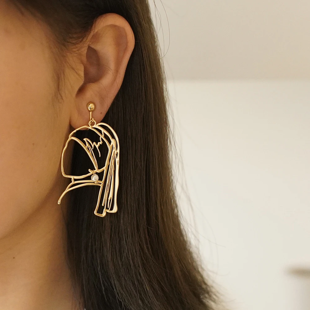 Metallic Earrings For Women The Artist Series Vermeer Girl With A Pearl stud earrings drop earrings dangle earrings long earrings pendant earrings