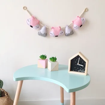 

70cm Length Ins Hot NodicFox Snow Mountain Wood Beads Newborn Baby In The Crib Infant Room Decor Photography Props Baby Bedroom