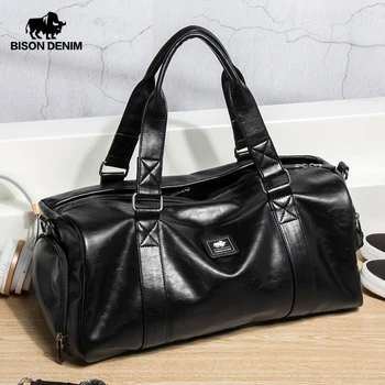 

Bison Denim Fashion Brand Travel Bag Black Business Casual Men Luggage Bag Waterproof Microfiber Travel Duffle Bags Weekend Bag