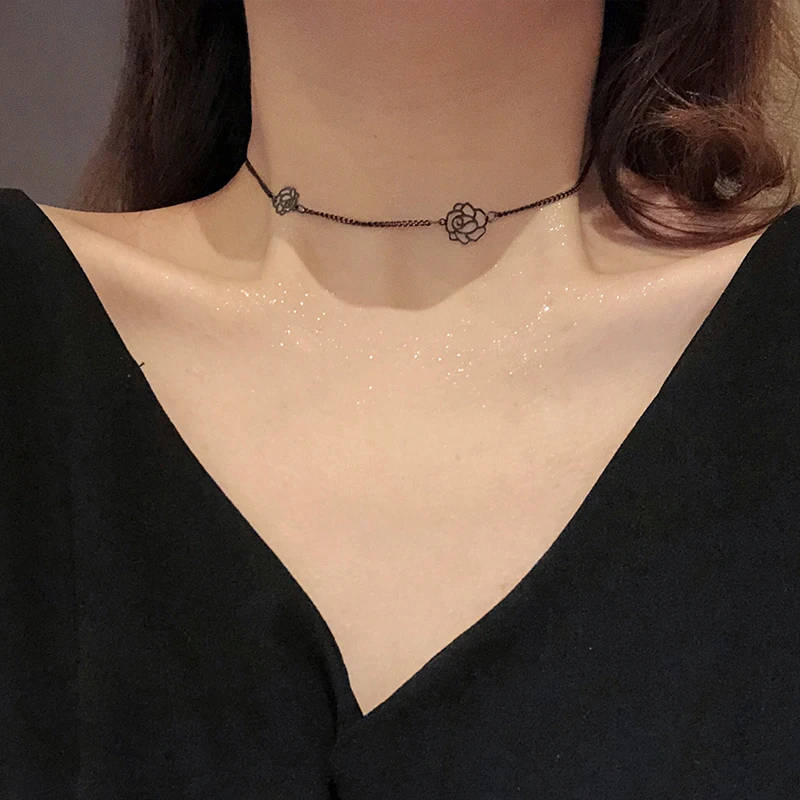 Персонализированные меньшинств черного цвета с металлической розой Цепочки и