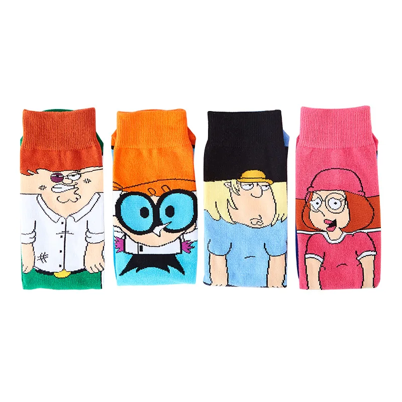 Носки с рисунком из мультфильма «Dexter Lab», DeeDee Stewie, Патрик, звезда, губка, Детские милые забавные хлопковые носки для влюбленных, Спортивные Повседневные носки