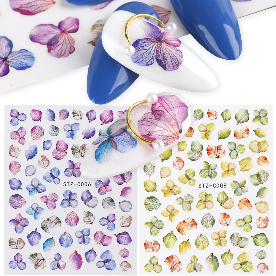 1 шт цветок Лаванда ногтей переводные наклейки на ногти 3D сушеный лист слайдер