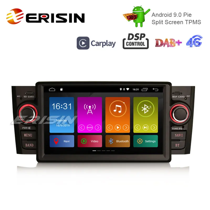 Erisin ES3073F " Android 9,0 автомобильный радиоприемник gps WiFi CarPlay DSP DAB+ USB SD для Fiat Punto Linea
