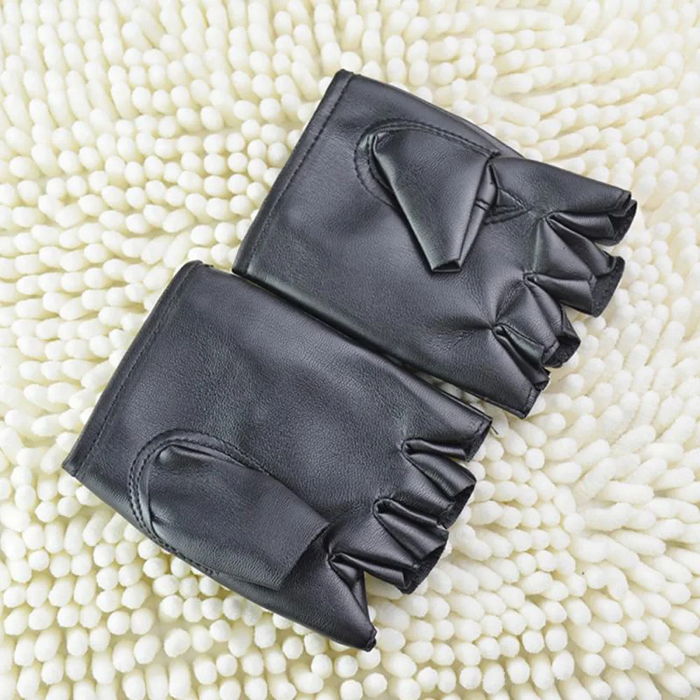 Унисекс черные перчатки без пальцев из искусственной кожи женские дышащие мужские модные перчатки