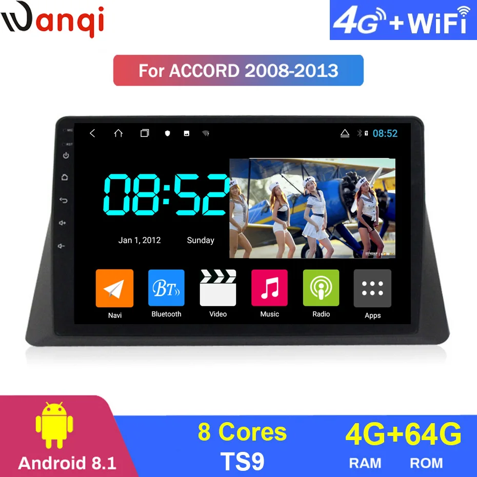 Android 8 1 автомобильный DVD 1din мультимедийная Navi система для Honda accord 2008 2013