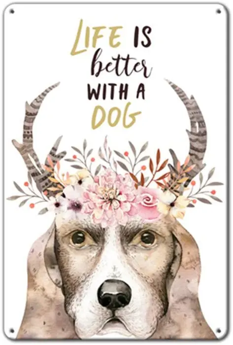

kengtou Tin Signs 'Life is Better with A Dog' Metal tin Sign Wall Decor Pet Lover Home Decor 12 x 16 Inch